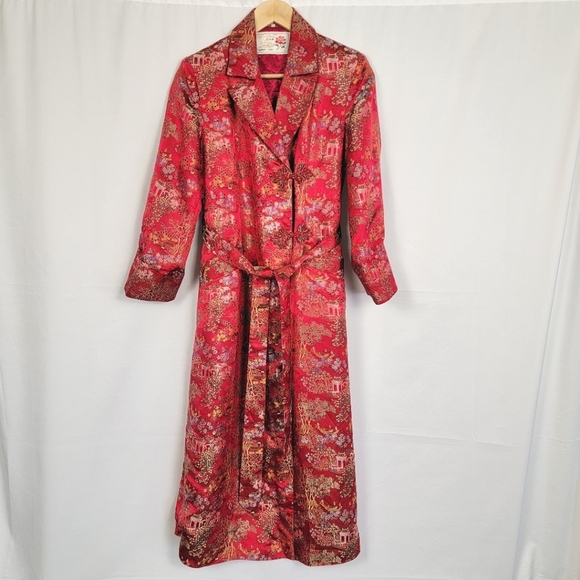 Vintage Kimono Robe Red Brocade Robe #3003 - Picture 2 of 14